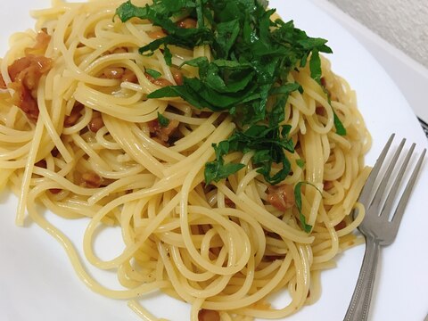 納豆と大葉の和風パスタ